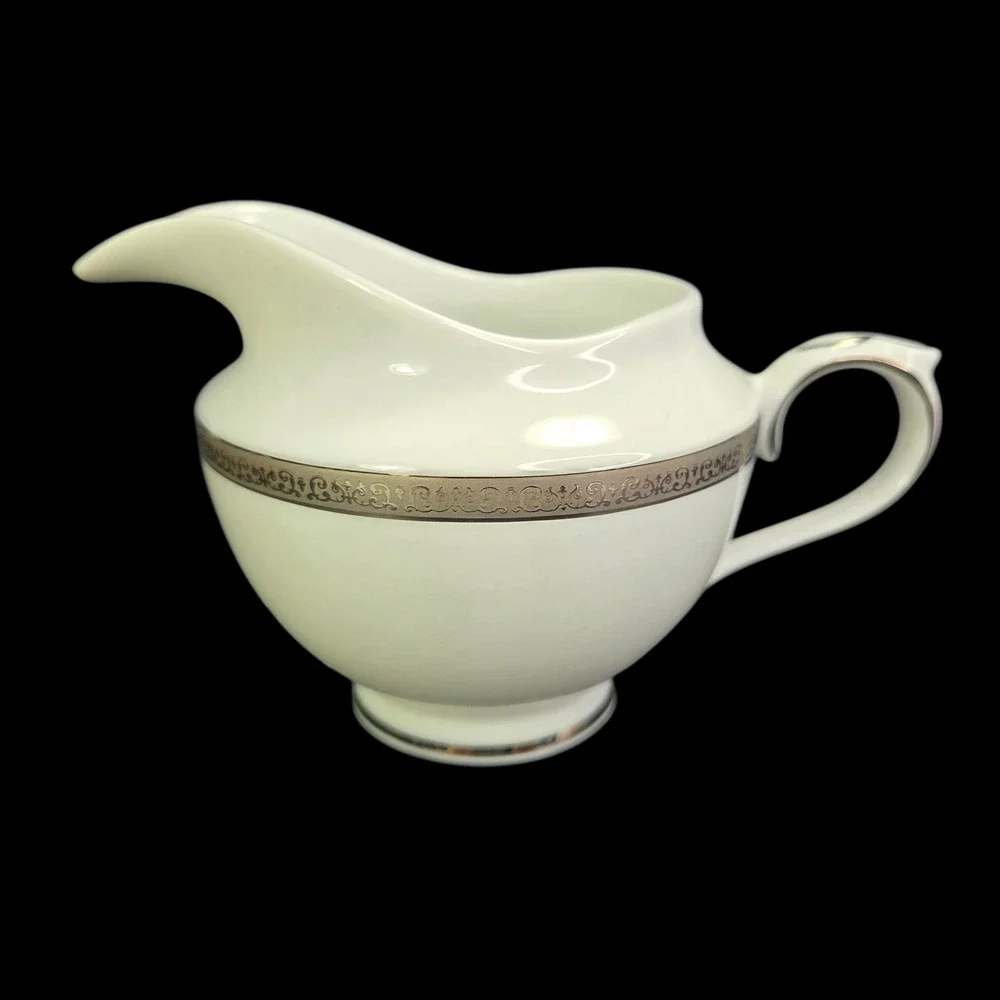 Charter Club Creamer Grand Buffet Platinum White Scrolled Band Server New Retire